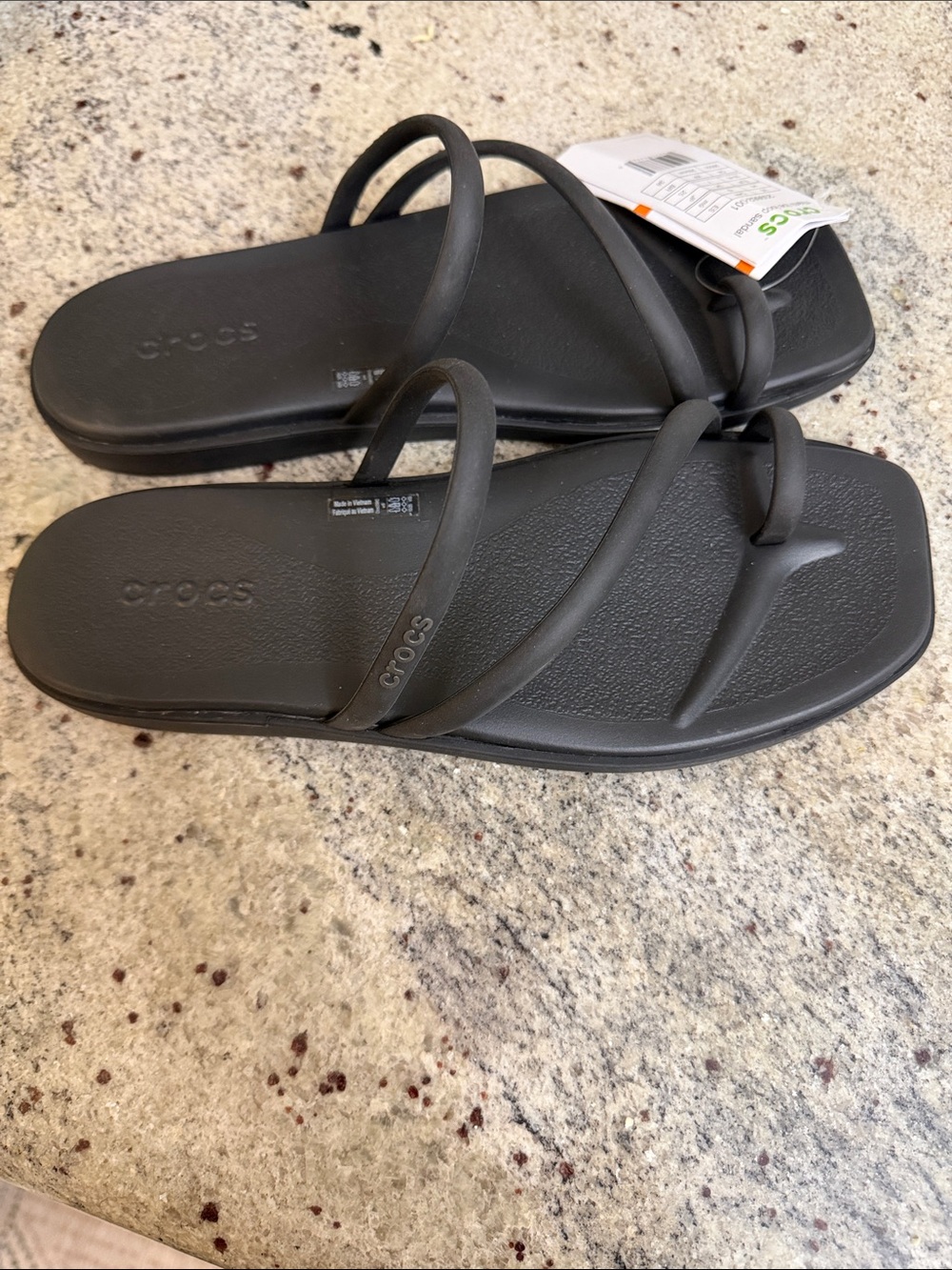 CROCS Black Double-Strap Slide Sandals - Picture 2 of 3